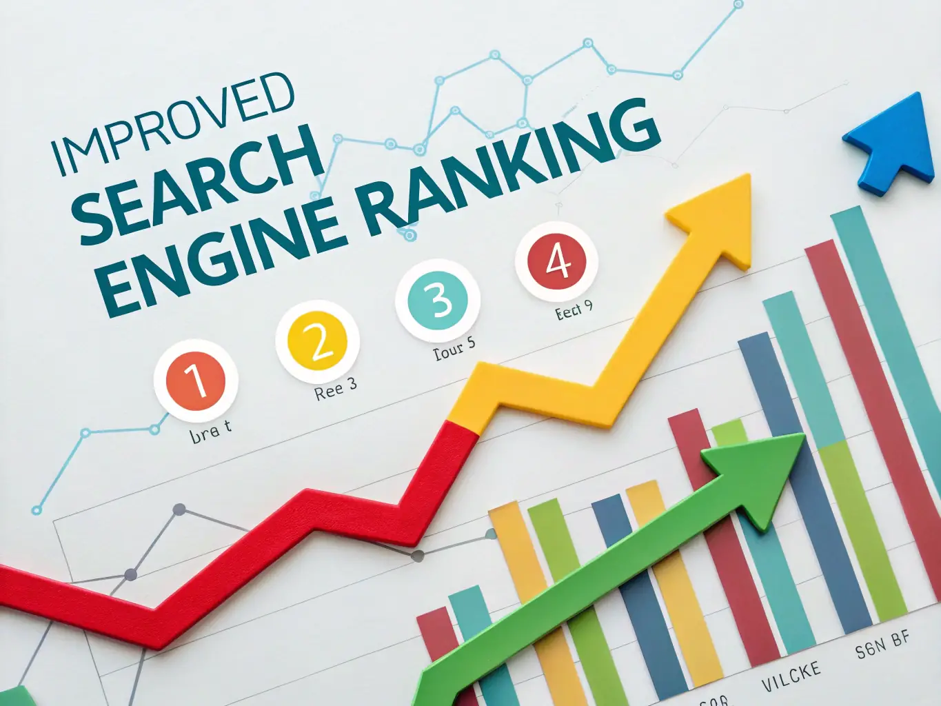 An infographic illustrating increased search rankings and traffic growth over time, representing Loewe Digital's SEO services.